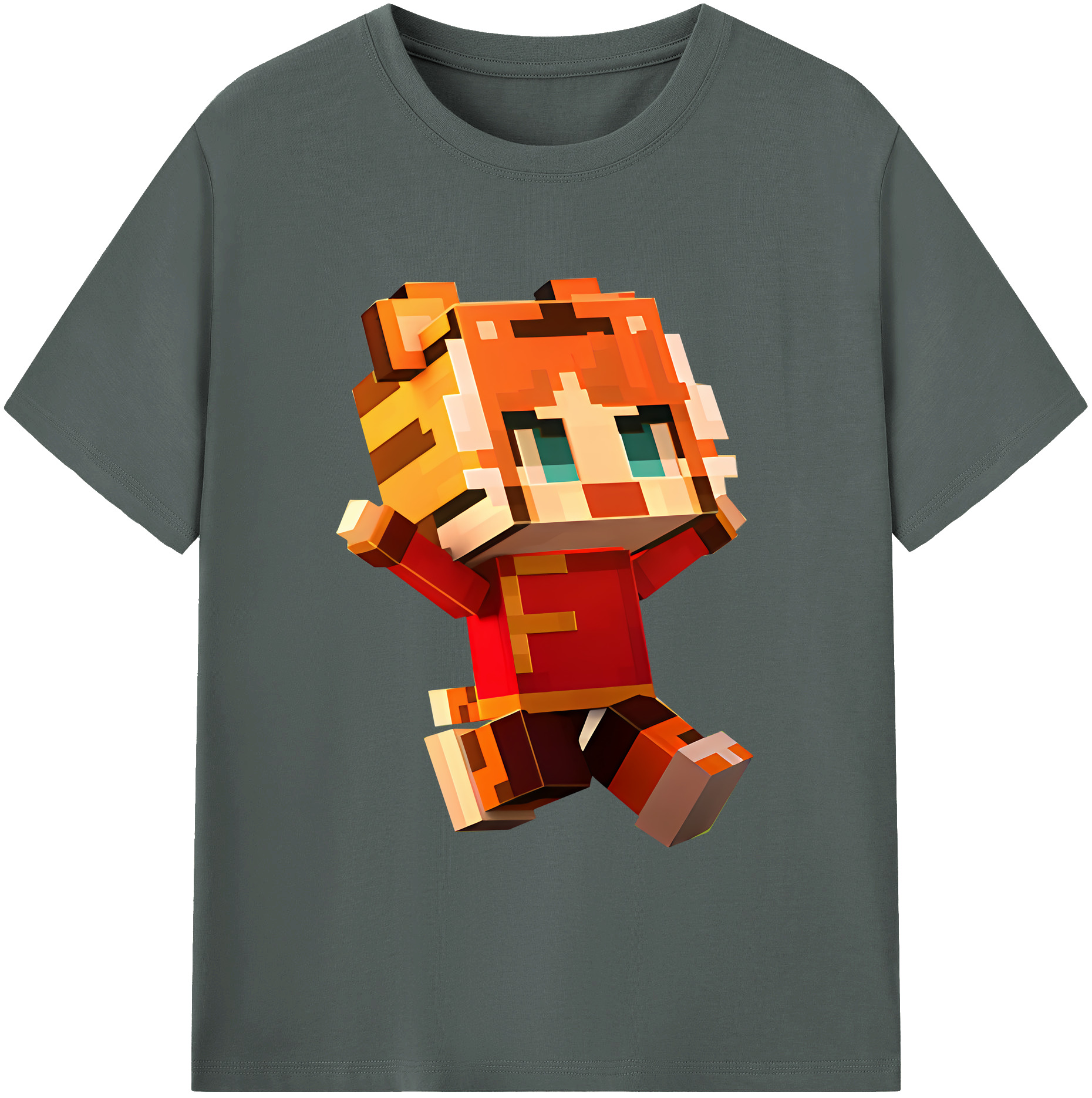 （画像用） マインクラフト ブロックの世界 Minecraft MC Block world 綿100％ メンズ半袖Tシャツ｜肌触りやわらか＆通気性